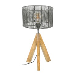 Hoyz - Tafellamp Tripod Wood - Zwart Nikkel - Industrieel - 30x30x65